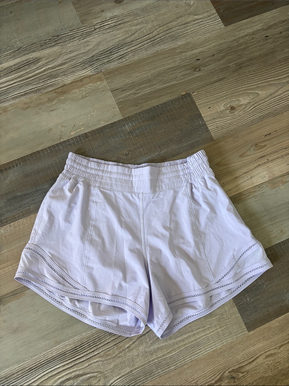 Women’s Lulu Purple Elastic-Waist Shorts with Lace Trim